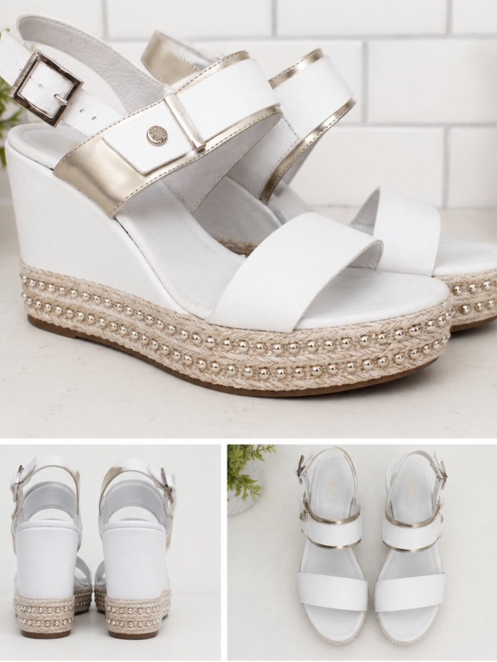 Nero Giardini wedge sandals feature a studded espadrille platform Size 37